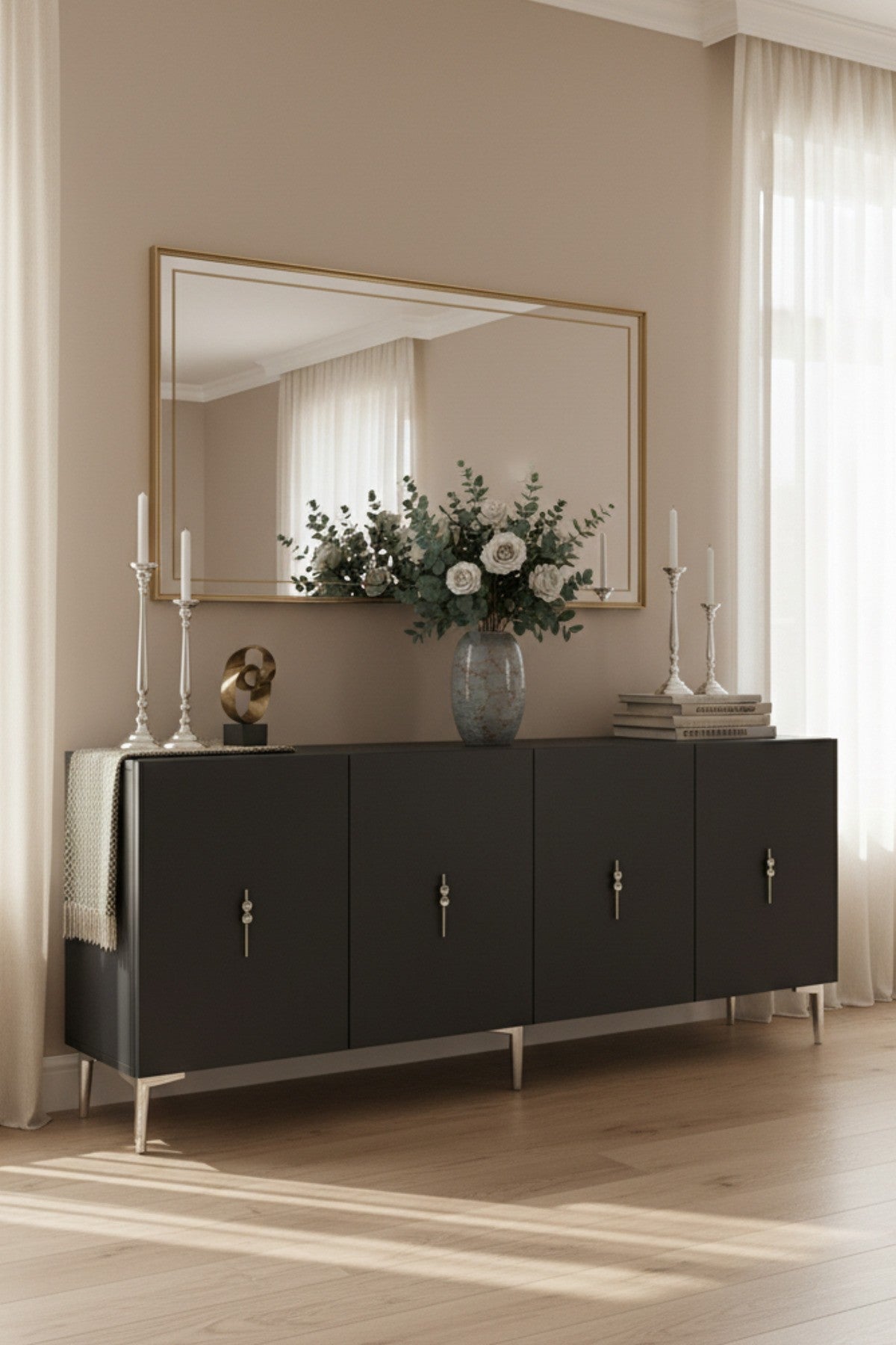 Κονσόλα Μπουφές 180x75x32 εκ Ανθρακί / Ασημί 555CHM1732