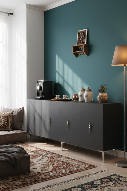 Κονσόλα Μπουφές 180x75x32 εκ Ανθρακί / Ασημί 555CHM1732