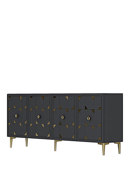 Κονσόλα Μπουφές 150x75x32 εκ Ανθρακί / Χρυσό 555CHM1737