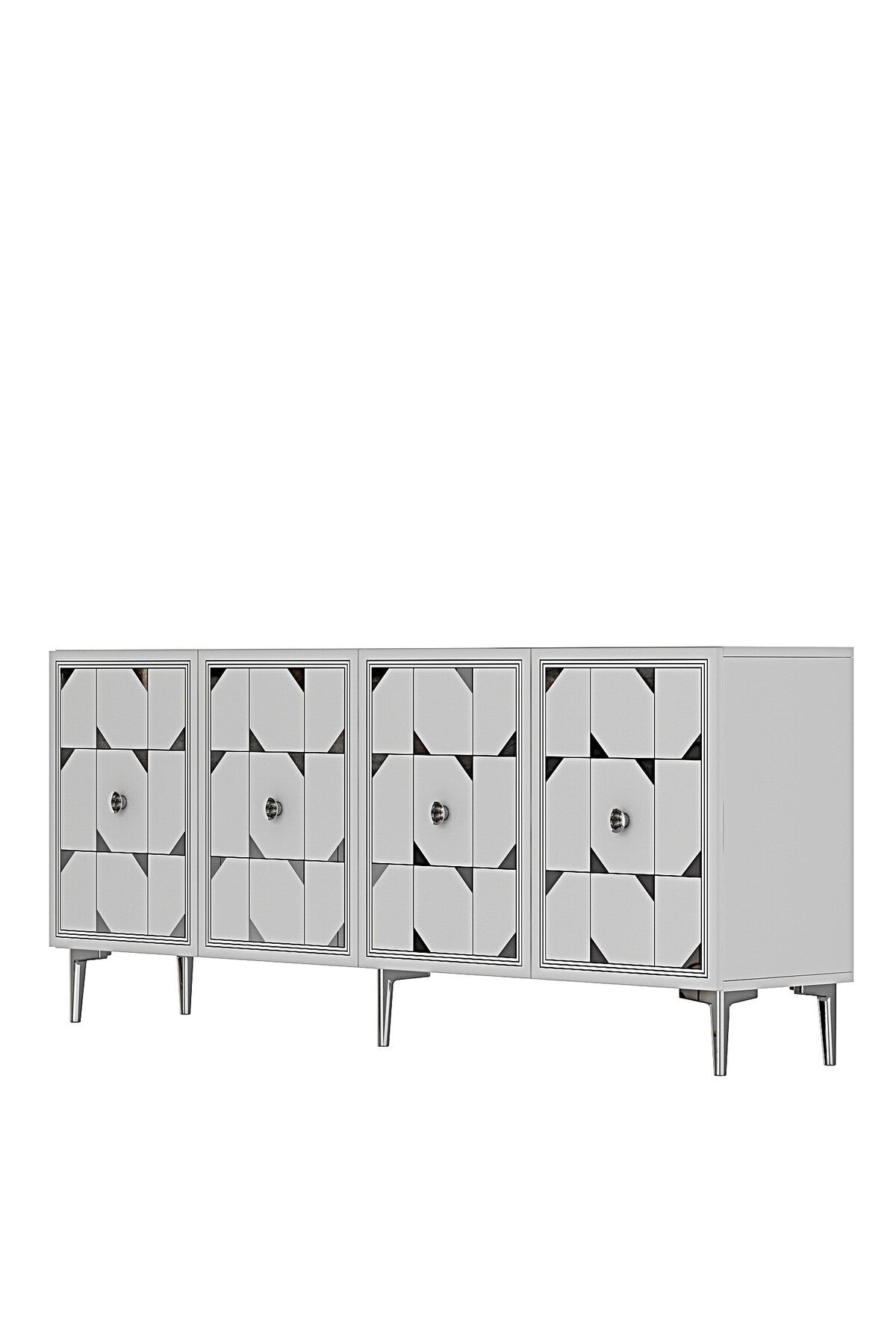 Κονσόλα Μπουφές 150x75x32 εκ Λευκό / Ασημί 555CHM1739