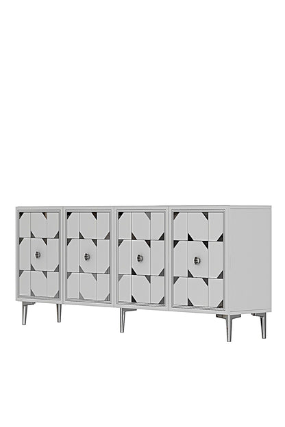 Κονσόλα Μπουφές 150x75x32 εκ Λευκό / Ασημί 555CHM1739