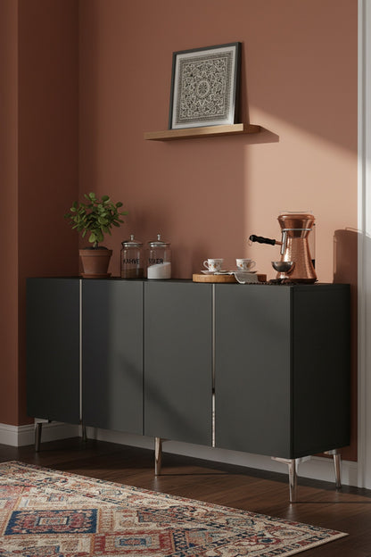 Κονσόλα Μπουφές 150x75x32 εκ Ανθρακί / Ασημί 555CHM1743