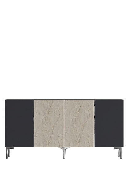 Κονσόλα Μπουφές 150x75x32 εκ Ανθρακί / Τραβερτίνο / Ασημί 555CHM1745
