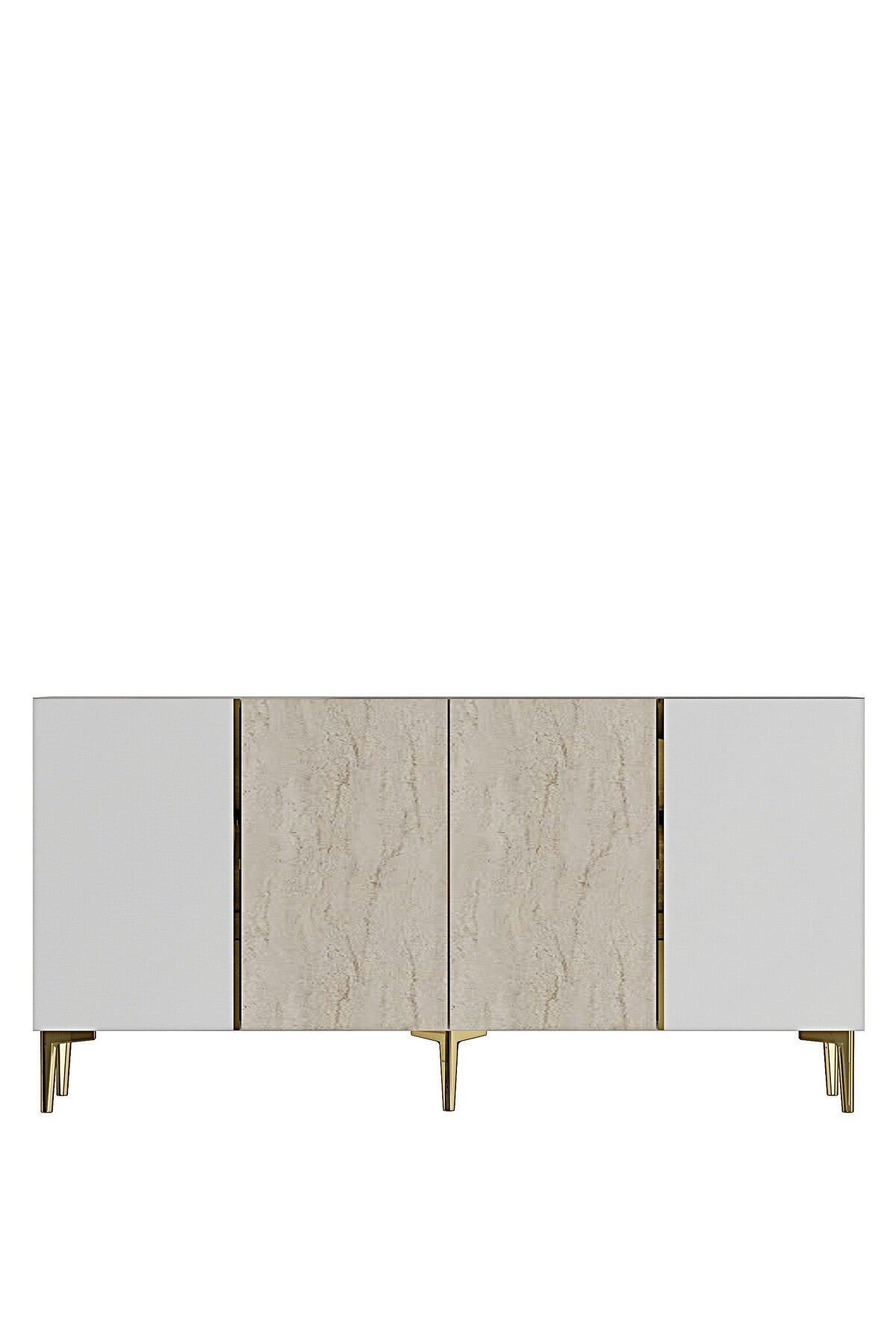 Κονσόλα Μπουφές 150x75x32 εκ Λευκό / Τραβερτίνο / Χρυσό 555CHM1748