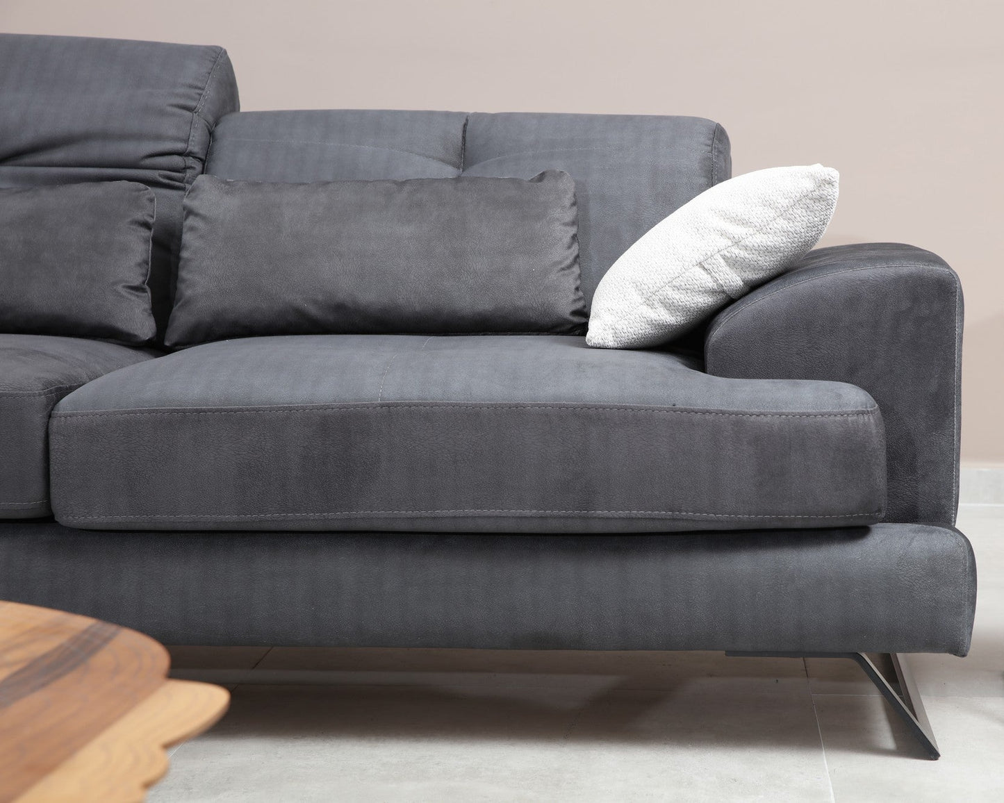 Τριθέσιος Καναπές με Ρυθμιζόμενο Μηχανισμό Πλάτης Ανθρακί Στεγνοκαθαριζόμενο Ύφασμα 560ARE1303