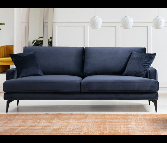 Τριθέσιος Καναπές Μπλε Navy