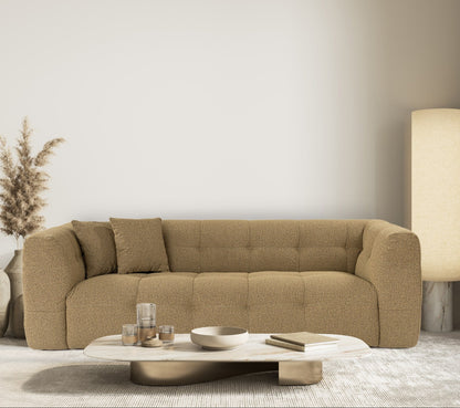 Χακί Μπουκλέ Καναπές Τριθέσιος