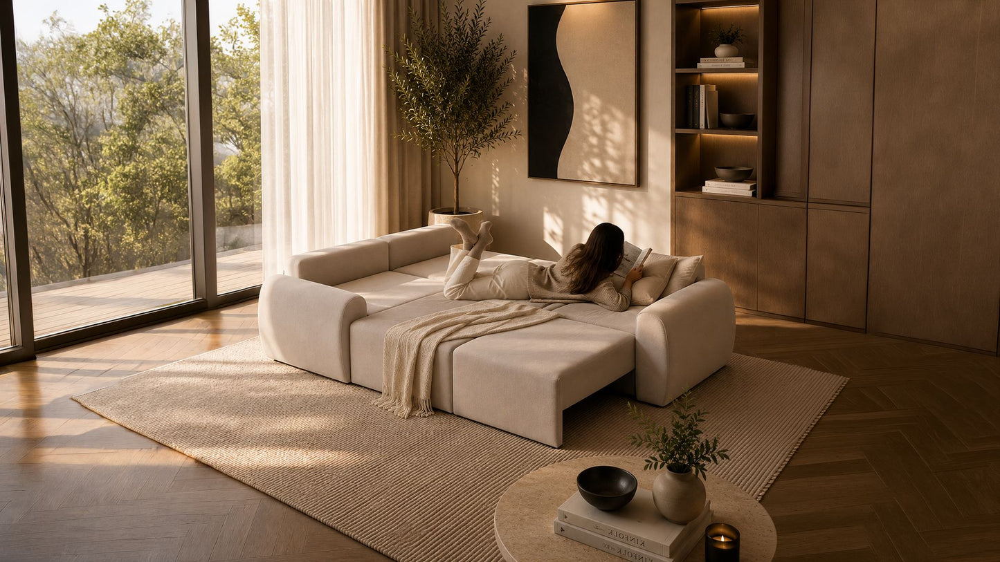 Γωνιακός Καναπές σε χρώμα Εκρού, 560ARE5283.