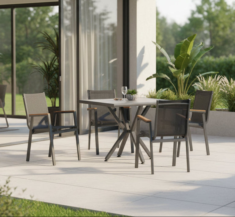 Τραπεζαρία Αλουμινίου Σετ Κήπου με 4 Καρέκλες Μοντέρνο Σετ Αλουμινίου Μπαλκονιού 561CLR1304