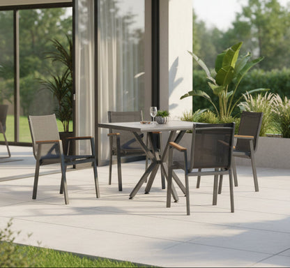 Τραπεζαρία Αλουμινίου Σετ Κήπου με 4 Καρέκλες Μοντέρνο Σετ Αλουμινίου Μπαλκονιού 561CLR1304