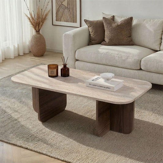 Τραπεζάκι Σαλονιού Travertine - Venezia Καρυδί 120 x 60 x 41 εκ GR563NRD1401