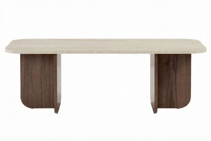 Τραπεζάκι Σαλονιού Travertine - Venezia Καρυδί 120 x 60 x 41 εκ GR563NRD1401