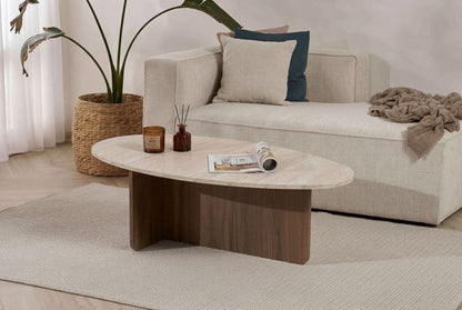 Τραπεζάκι Σαλονιού Travertine - Venezia Καρυδί 120 x 65 x 40 εκ GR563NRD1402