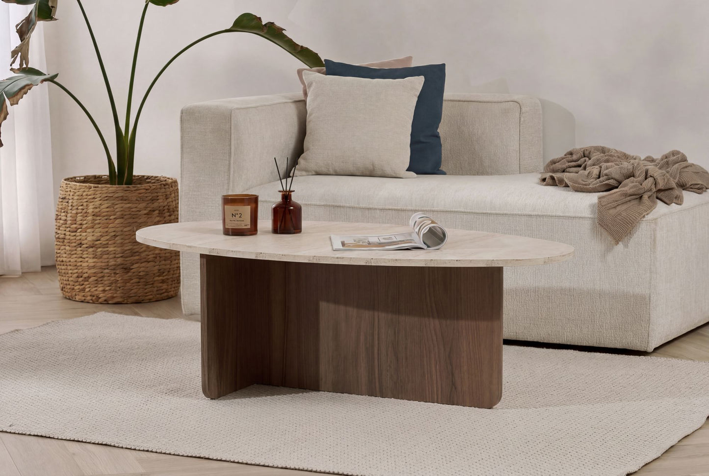 Τραπεζάκι Σαλονιού Travertine - Venezia Καρυδί 120 x 65 x 40 εκ GR563NRD1402