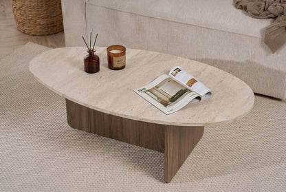 Τραπεζάκι Σαλονιού Travertine - Venezia Καρυδί 120 x 65 x 40 εκ GR563NRD1402