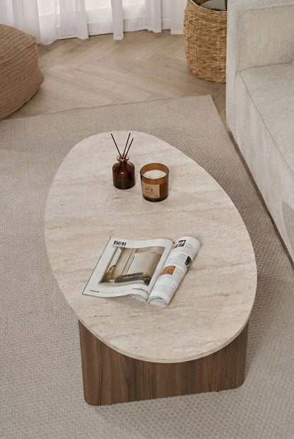 Τραπεζάκι Σαλονιού Travertine - Venezia Καρυδί 120 x 65 x 40 εκ GR563NRD1402