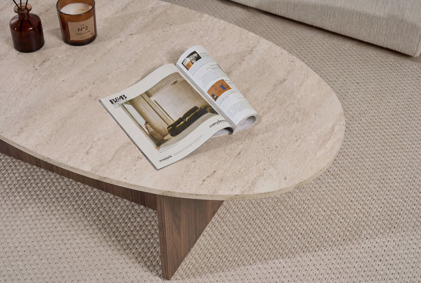 Τραπεζάκι Σαλονιού Travertine - Venezia Καρυδί 120 x 65 x 40 εκ GR563NRD1402