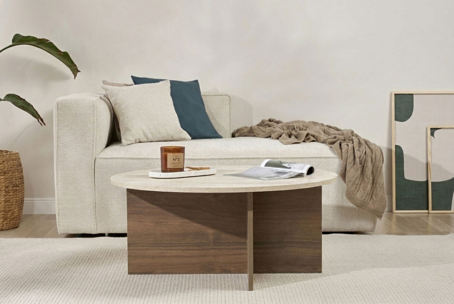 Τραπεζάκι Σαλονιού Travertine - Venezia Καρυδί 90 x 90 x 40 εκ GR563NRD1404
