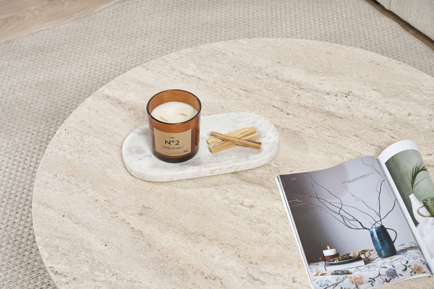 Τραπεζάκι Σαλονιού Travertine - Venezia Καρυδί 90 x 90 x 40 εκ GR563NRD1404
