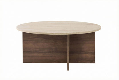 Τραπεζάκι Σαλονιού Travertine - Venezia Καρυδί 90 x 90 x 40 εκ GR563NRD1404