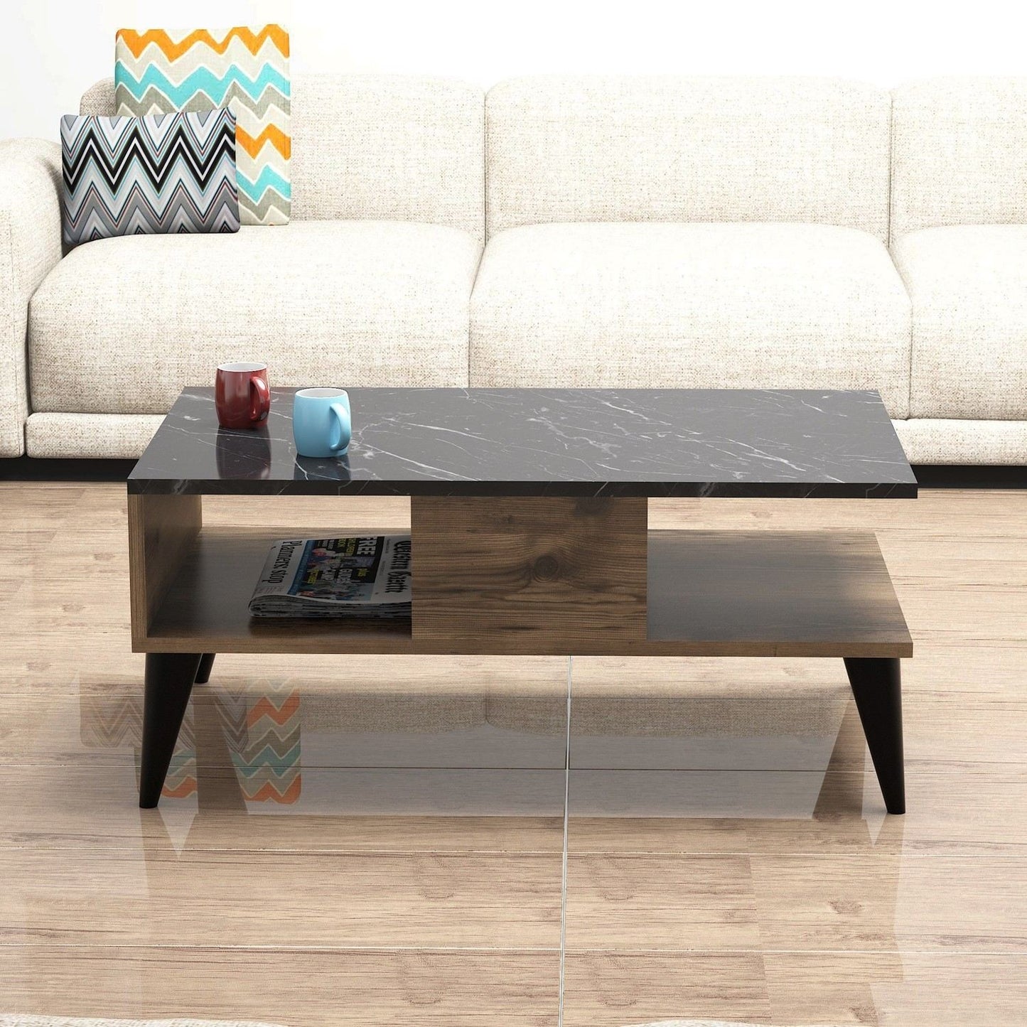 Τραπεζάκι Σαλονιού Καρυδί - Marble 90 x 54 x 39,6 εκ GR566BMS2501