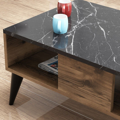 Τραπεζάκι Σαλονιού Καρυδί - Marble 90 x 54 x 39,6 εκ GR566BMS2501