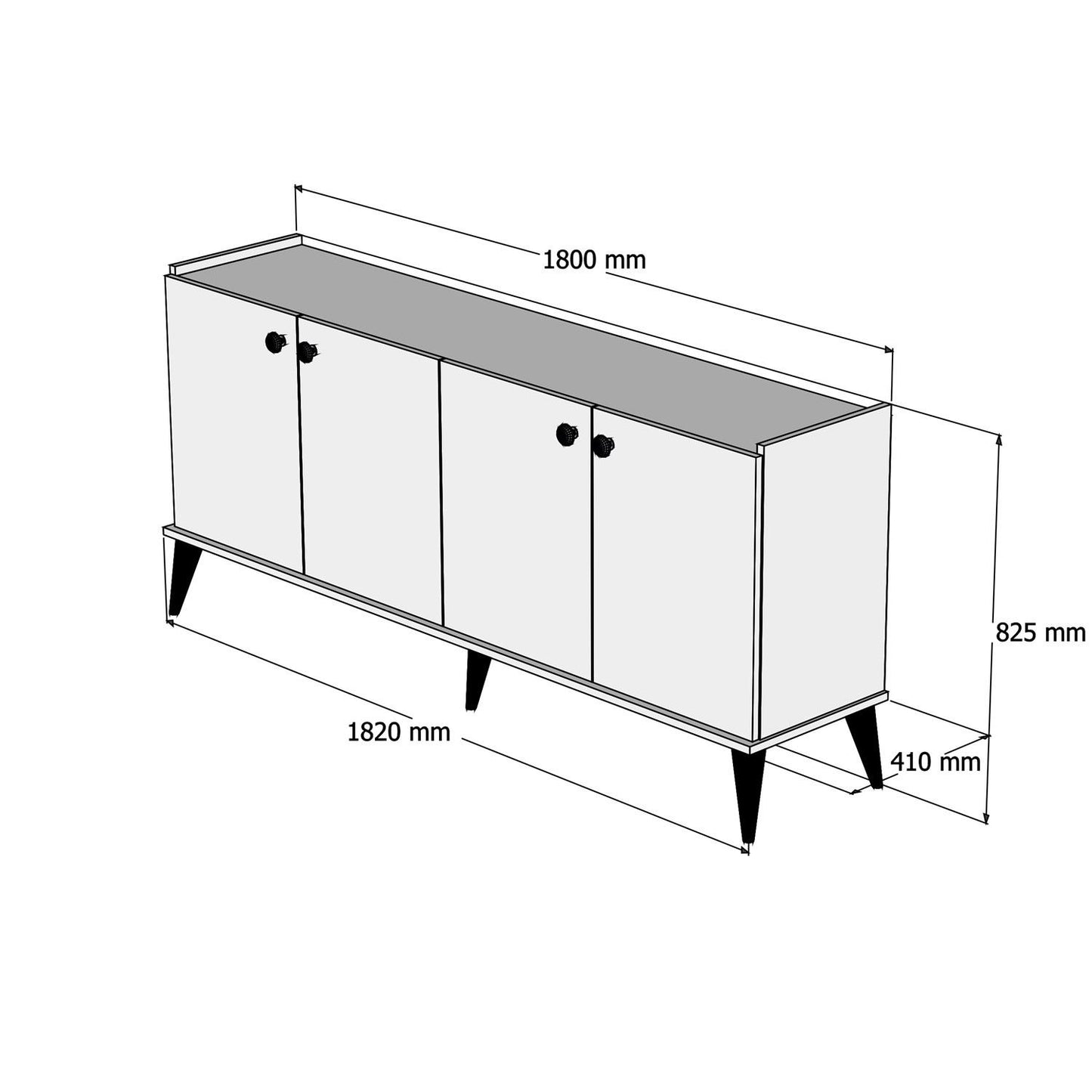 Μπουφές Καρυδί 182x41x82,5cm | 566BMS2601