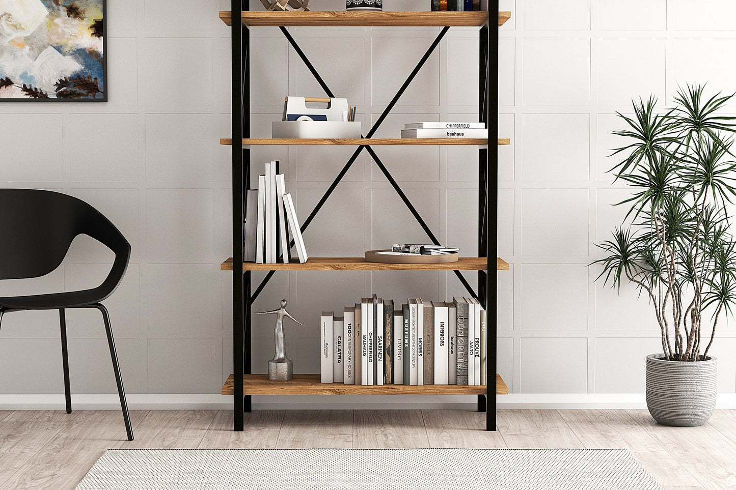 Βιβλιοθήκη 90 × 33,5 × 180 εκ. Atlantic Pine Μαύρο GR570VLT1113