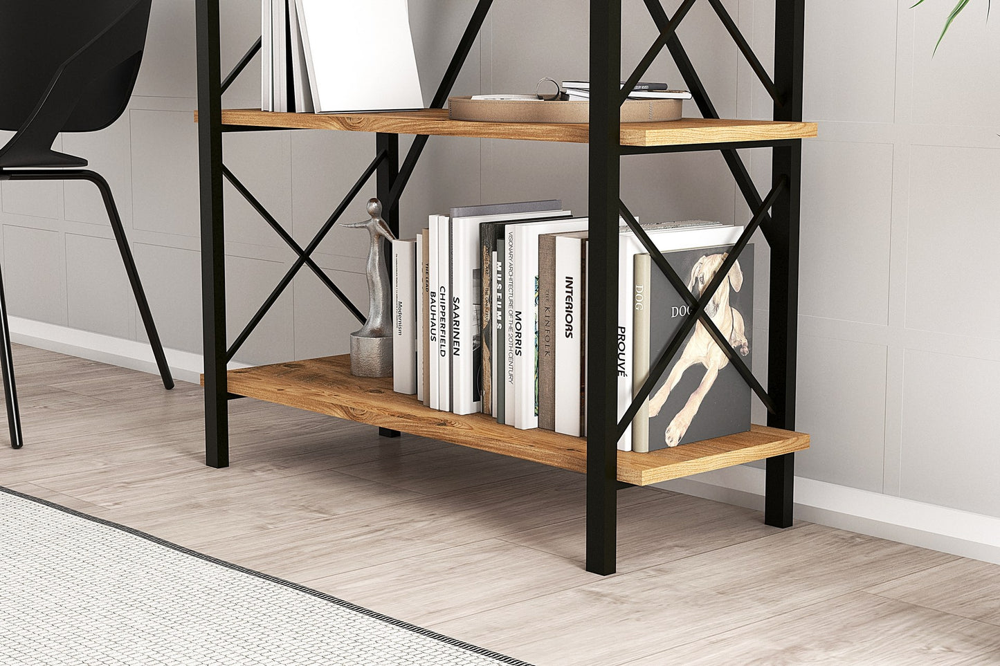 Βιβλιοθήκη 90 × 33,5 × 180 εκ. Atlantic Pine Μαύρο GR570VLT1113