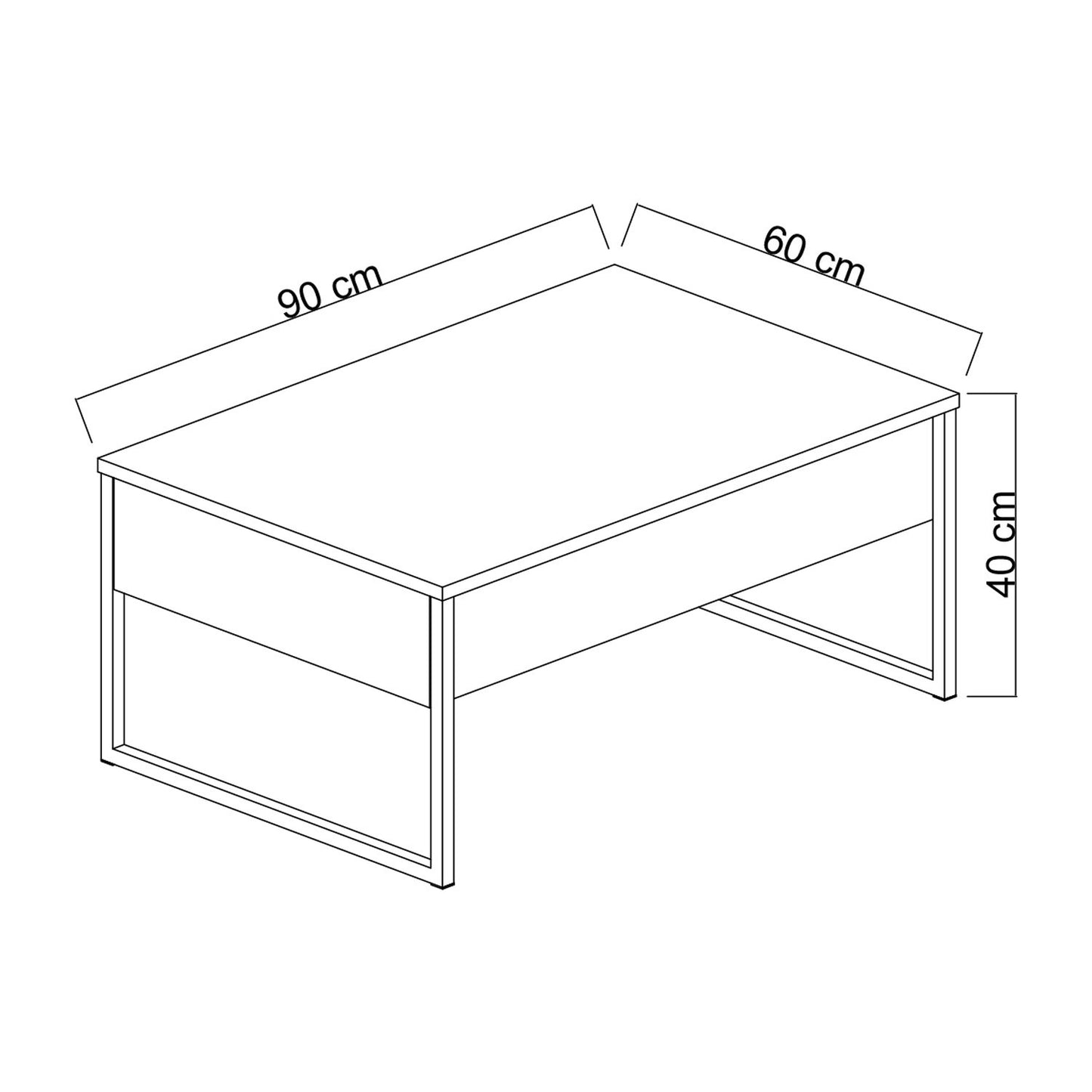 Τραπεζάκι Σαλονιού Λευκό - Μαύρο 90 x 60 x 40 εκ GR618BLY1125
