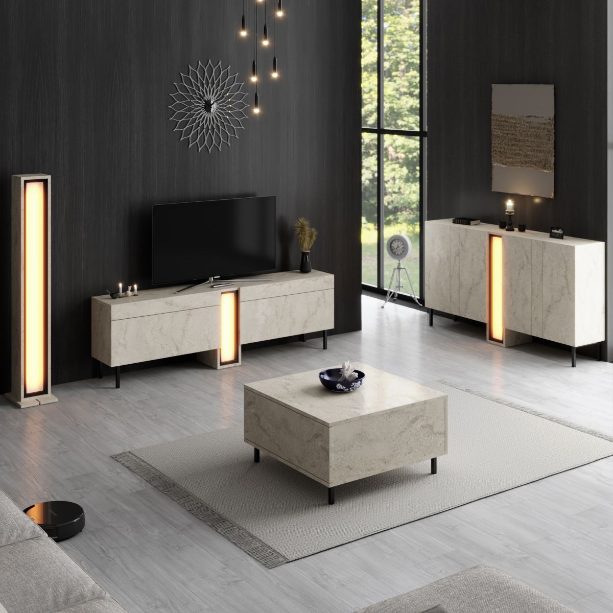 Έπιπλο Τηλεόρασης TV Βάση Σύνθεση Travertine | 618BLY1296