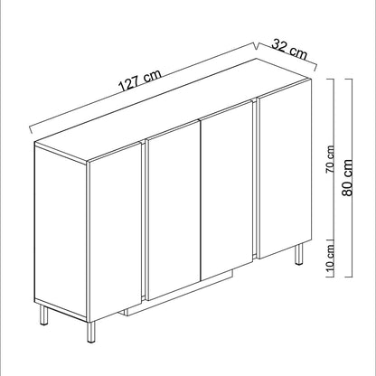 Μπουφές Ανθρακί 127x32x80cm | 618BLY1307