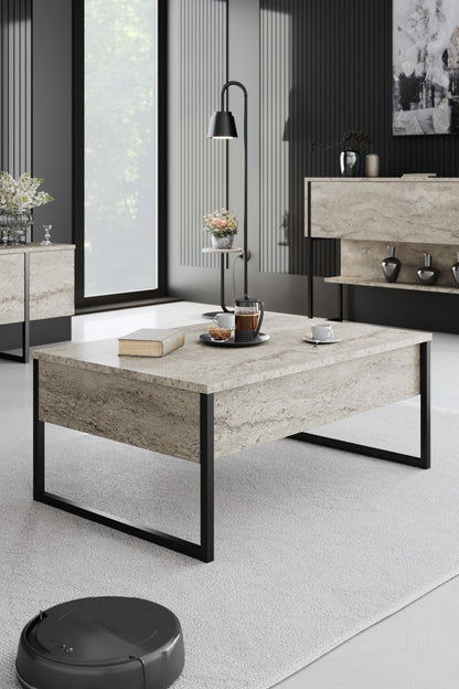 Τραπεζάκι Σαλονιού Travertine - Μαύρο 90 x 60 x 40 εκ GR618BLY1353