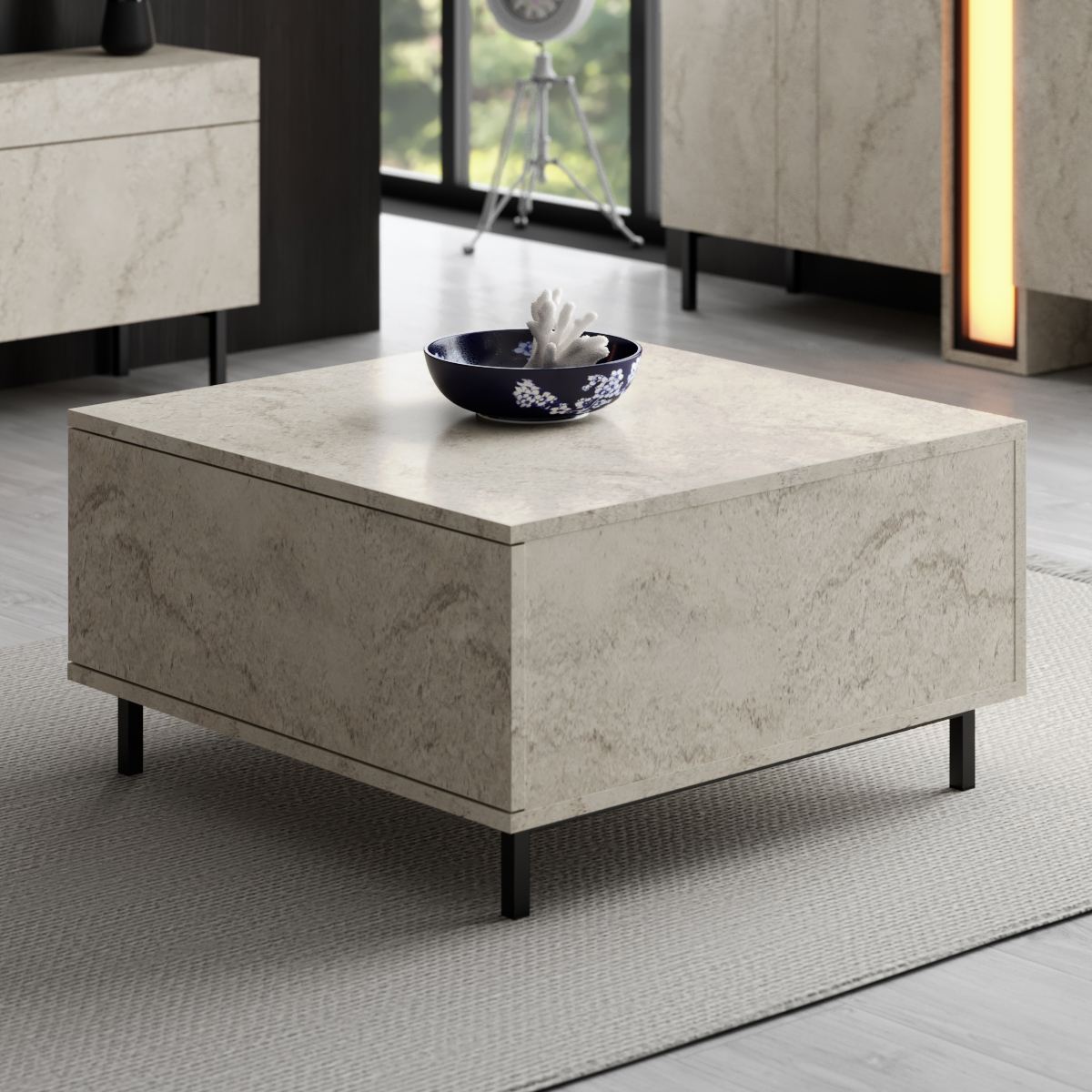 Τραπεζάκι Σαλονιού Travertine 75 x 75 x 40 εκ GR618BLY1362