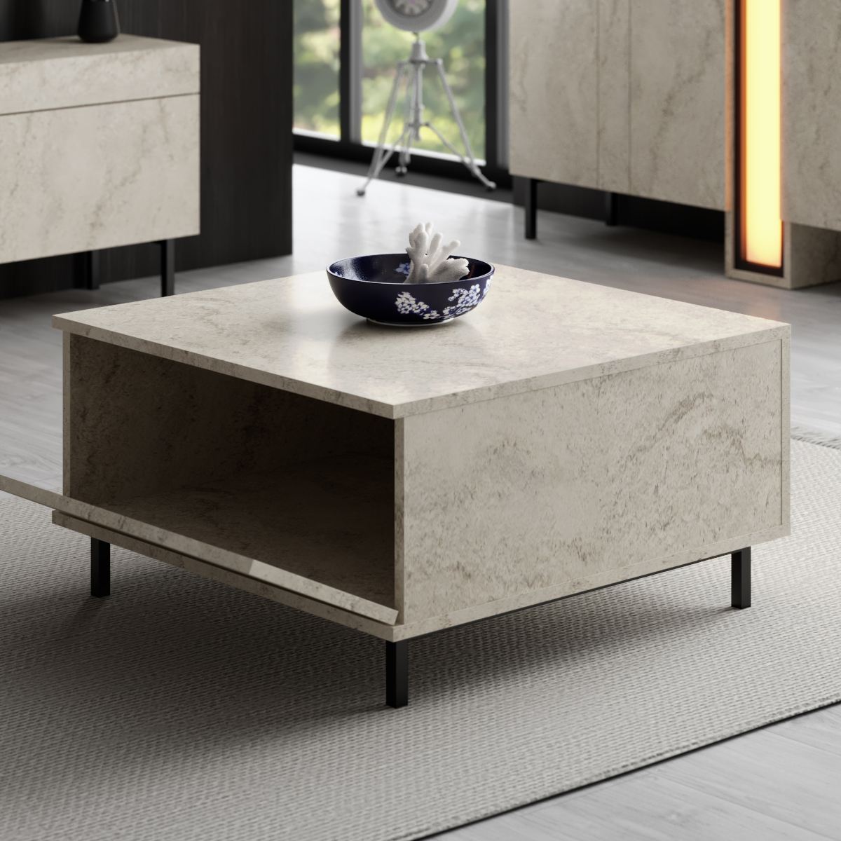 Τραπεζάκι Σαλονιού Travertine 75 x 75 x 40 εκ GR618BLY1362