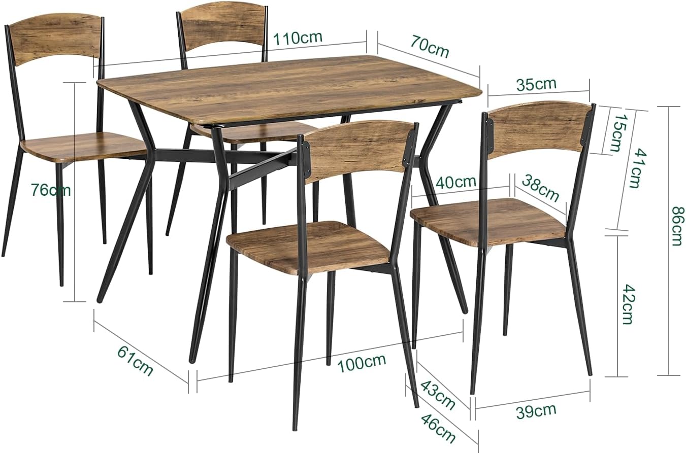 Τραπεζαρία με 4 καρέκλες Τραπέζι Bistro Τραπέζι κουζίνας Σετ πάγκου κουζίνας Σετ τραπεζιού Vintage καφέ B0-CX4WGDQ8