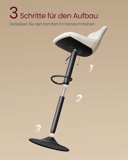 Σκαμπό για Πάσο Κουζίνας Σετ 2 τμχ Ρυθμιζόμενο Ύψος 60-80 εκ με Μεγάλη Σταθερή Βάση Κρεμ LJ-B161WD01