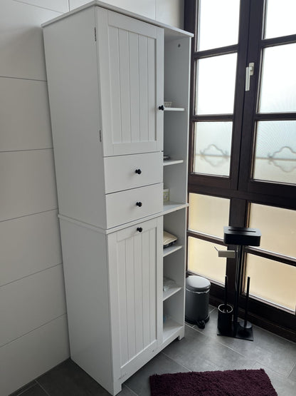 Ψηλό Ντουλάπι Μπάνιου με καλάθι για άπλυτα με Συρτάρια και Ράφια 60 x 171 x 37 εκ B0-CC227H9F