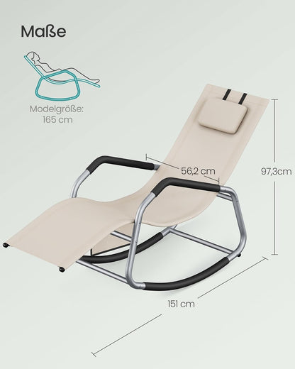 Πολυθρόνα Σεζλόνγκ Κήπου Μπαλκονιού Εργονομική Μεγάλης αντοχής έως 150 κιλά Ξαπλώστρα Κουνιστή με Προσκέφαλο GC-B230WZ01