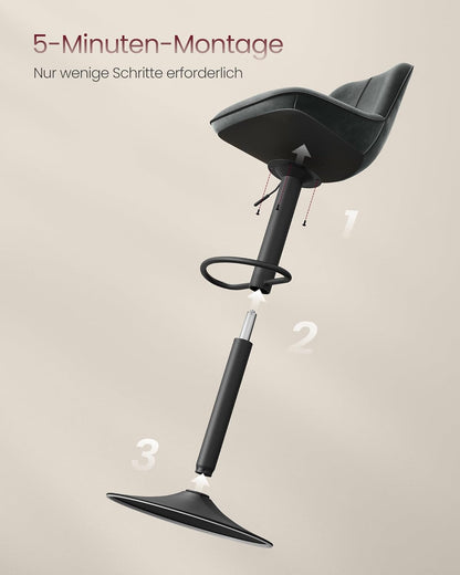 Σκαμπό για Πάσο Κουζίνας Σετ 2 τεμ Εργονομικό Κάθισμα Νησίδας Μπαρ Ρυθμιζόμενο Ύψος 63-84 εκ Μεγάλη Σταθερή Βάση Ανθρακί LJ-B188G01