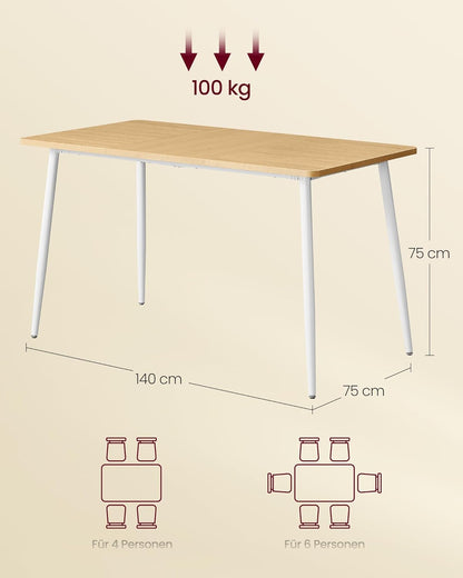 Τραπέζι Κουζίνας Τραπεζαρίας Επεκτεινόμενη Επιφάνεια Δρυς με Λευκό KD-T100YA02
