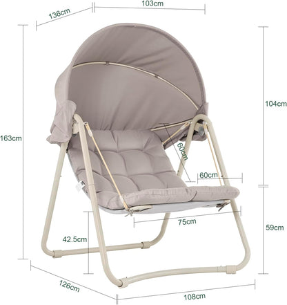 Κρεμαστή Κούνια Κήπου Αιώρα Με Τέντα Κουνιστή Εργονομική Πολυθρόνα Φωλιά με Χοντρό Μαξιλάρι B0-GWDLH5KQ