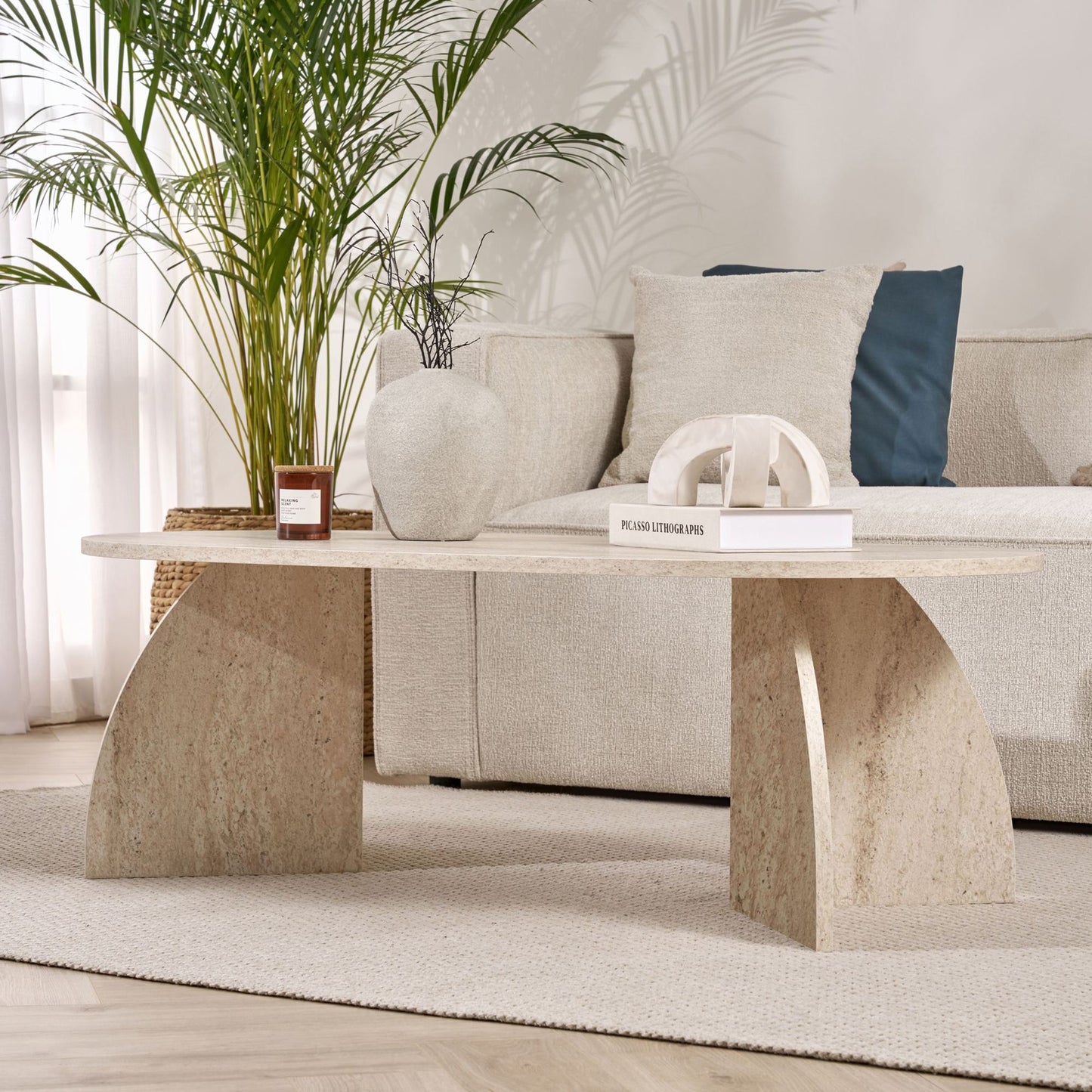 Τραπεζάκι Σαλονιού Travertine 120 x 60 x 40 εκ GR632NRD1102