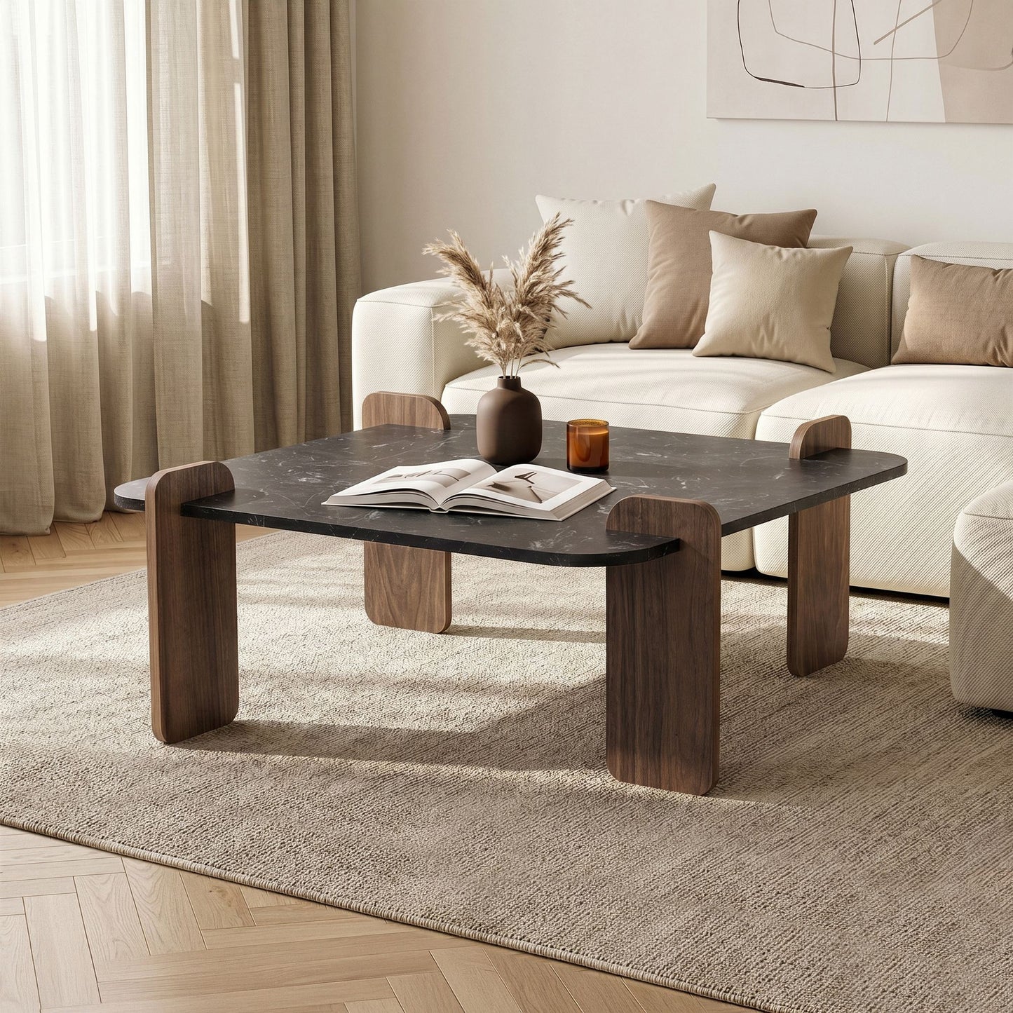 Τραπεζάκι Σαλονιού Lotus Καρυδιά 117 x 35 x 117 εκ. 632NRD1126