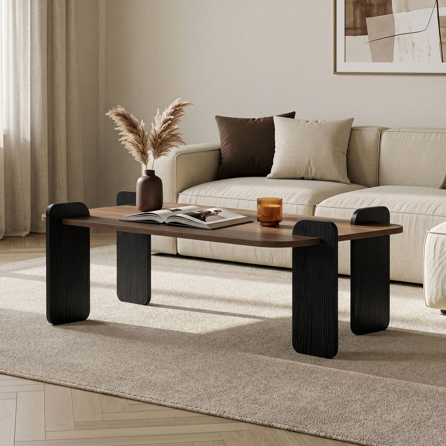 Τραπεζάκι Σαλονιού Καρυδιά Μαύρο Ξύλο 147 x 35 x 87 εκ. 632NRD1128