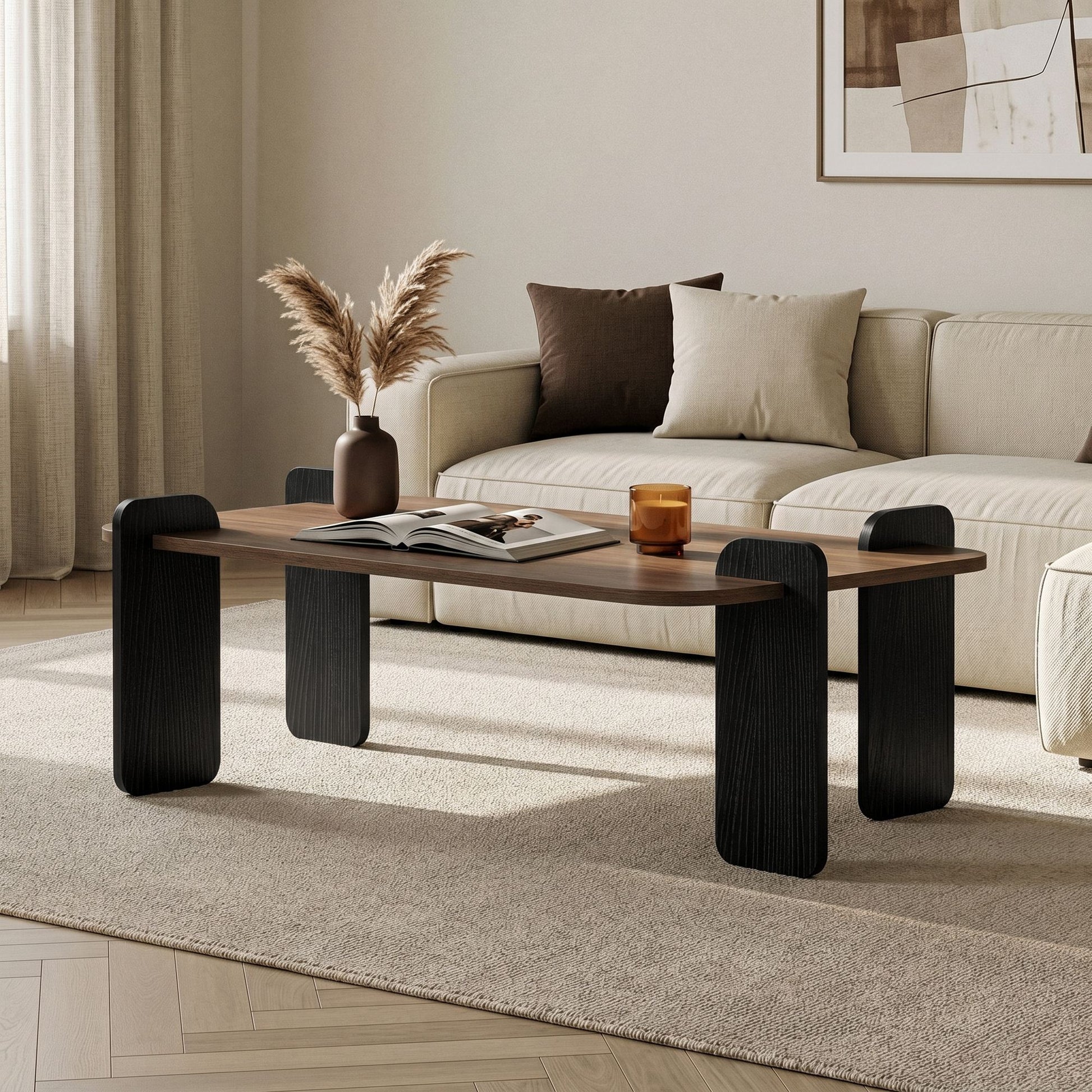 Τραπεζάκι Σαλονιού Καρυδιά Μαύρο Ξύλο 147 x 35 x 87 εκ. 632NRD1128