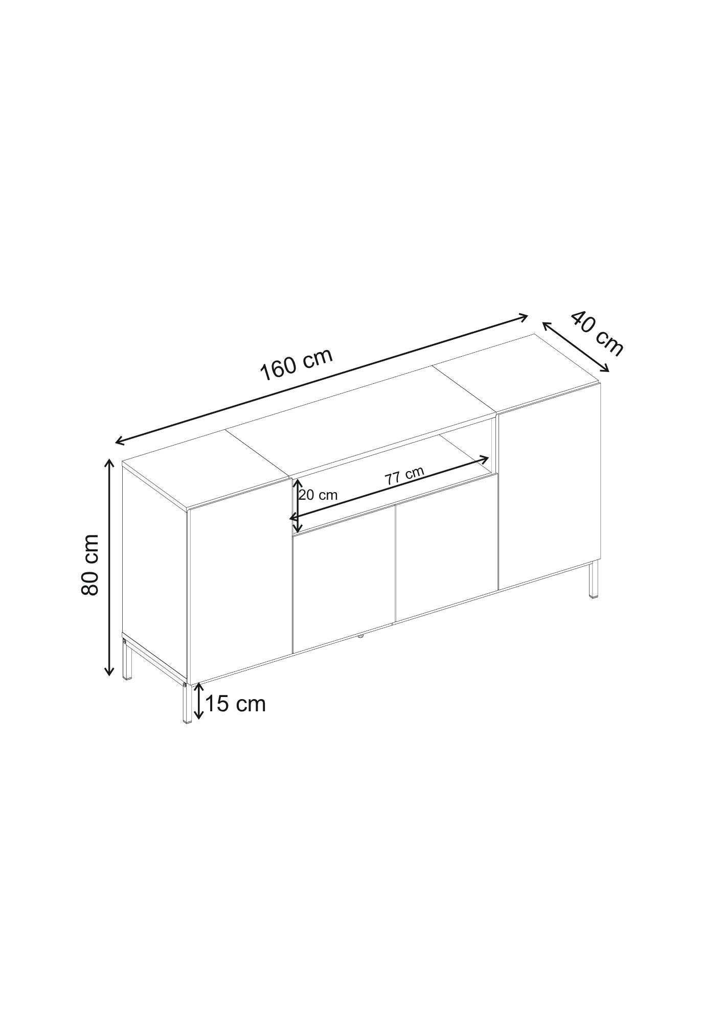 Κονσόλα Μπουφές 160x80x40 εκ Ψαμμίτης / Δρυς Sapphire 632NRD1132