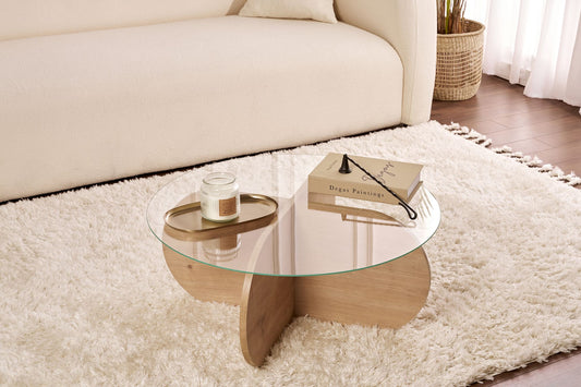 Τραπεζάκι Σαλονιού Δρυς Sapphire - Διάφανο 75 x 75 x 35 εκ GR668NRD1101