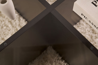 Τραπεζάκι Σαλονιού Wood Μαύρο - Διάφανο 75 x 75 x 35 εκ GR668NRD1103