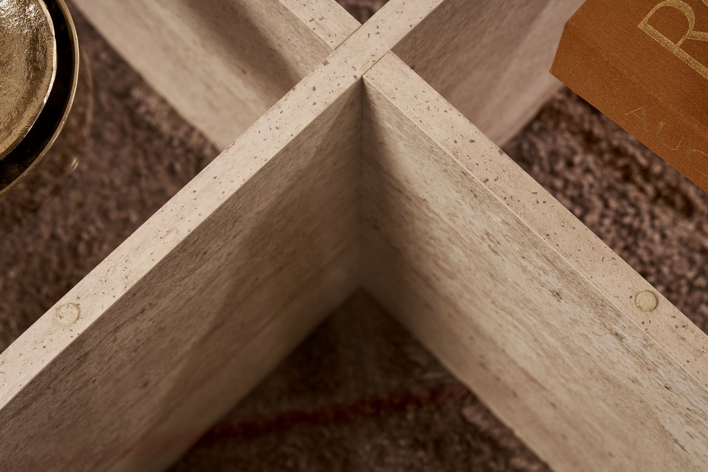 Τραπεζάκι Σαλονιού Travertine - Διάφανο 75 x 75 x 35 εκ GR668NRD1106